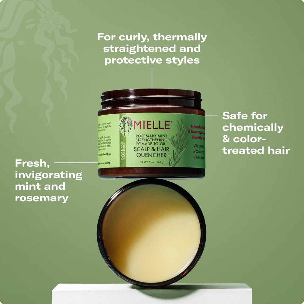 Mielle Organics Rosemary & Mint herbs close-up emphasizes nourishing ingredients.