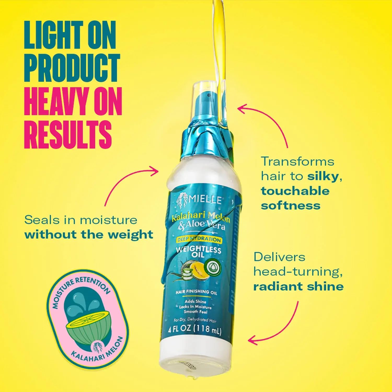 New hair texture after massaging oil into dry curls secures frizz control.