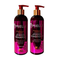 Mielle Pomegranate and Honey conditioner bottle nurtures curls and helps with slip during detangling.
