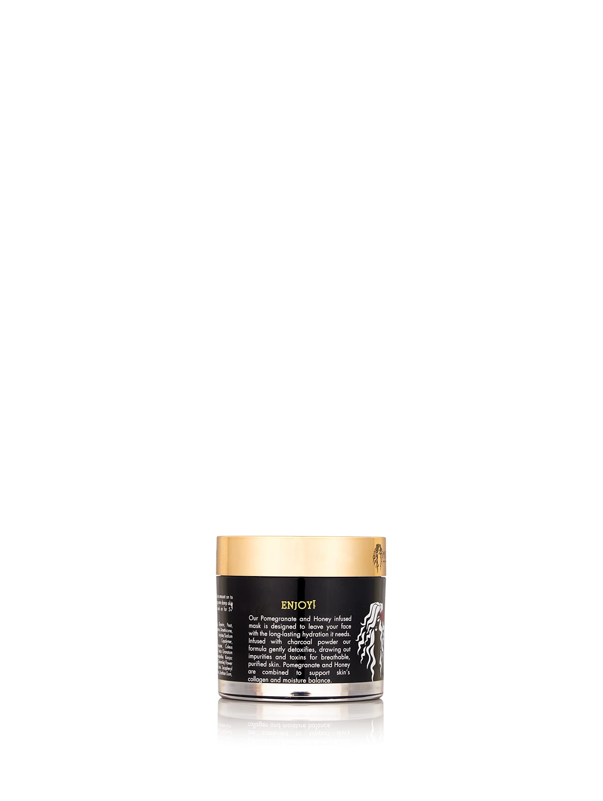 Mielle Pomegranate and Honey mask jar closeup highlights creamy texture for gentle application.