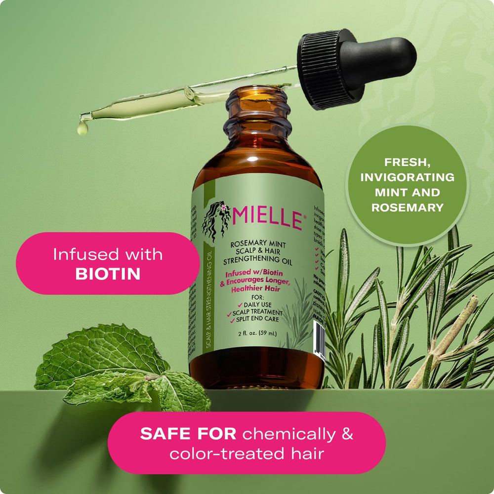 Mielle Rosemary & Mint Hair Oil on scalp with soothing massage