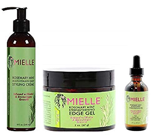 Mielle Rosemary Mint Styling Creme bottle for smooth edges and radiant shine.