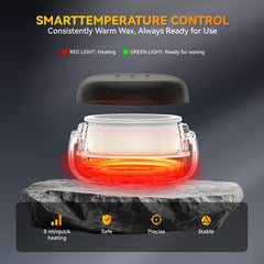 Miemieyo heat indicator shows when wax is ready for gentle removal.