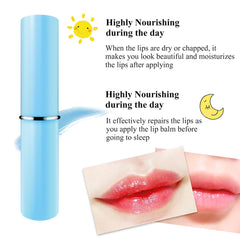 MIESCHER Lip Balm application on lips shows easy, even coverage.