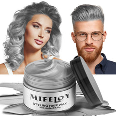 Mifeloy Silver Gray temporary hair color wax in a jar for instant styling.