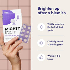 Mighty Patch Hero Cosmetics dermatologist-tested label indicates gentle, non-irritating use.