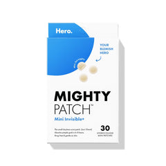 Mighty Patch Mini Invisible+ packaging shows a discreet daytime solution for clear skin.