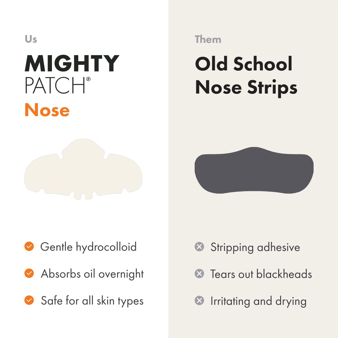 Mighty Patch Nose dermatologist-approved seal emphasizes skin-friendly patch.