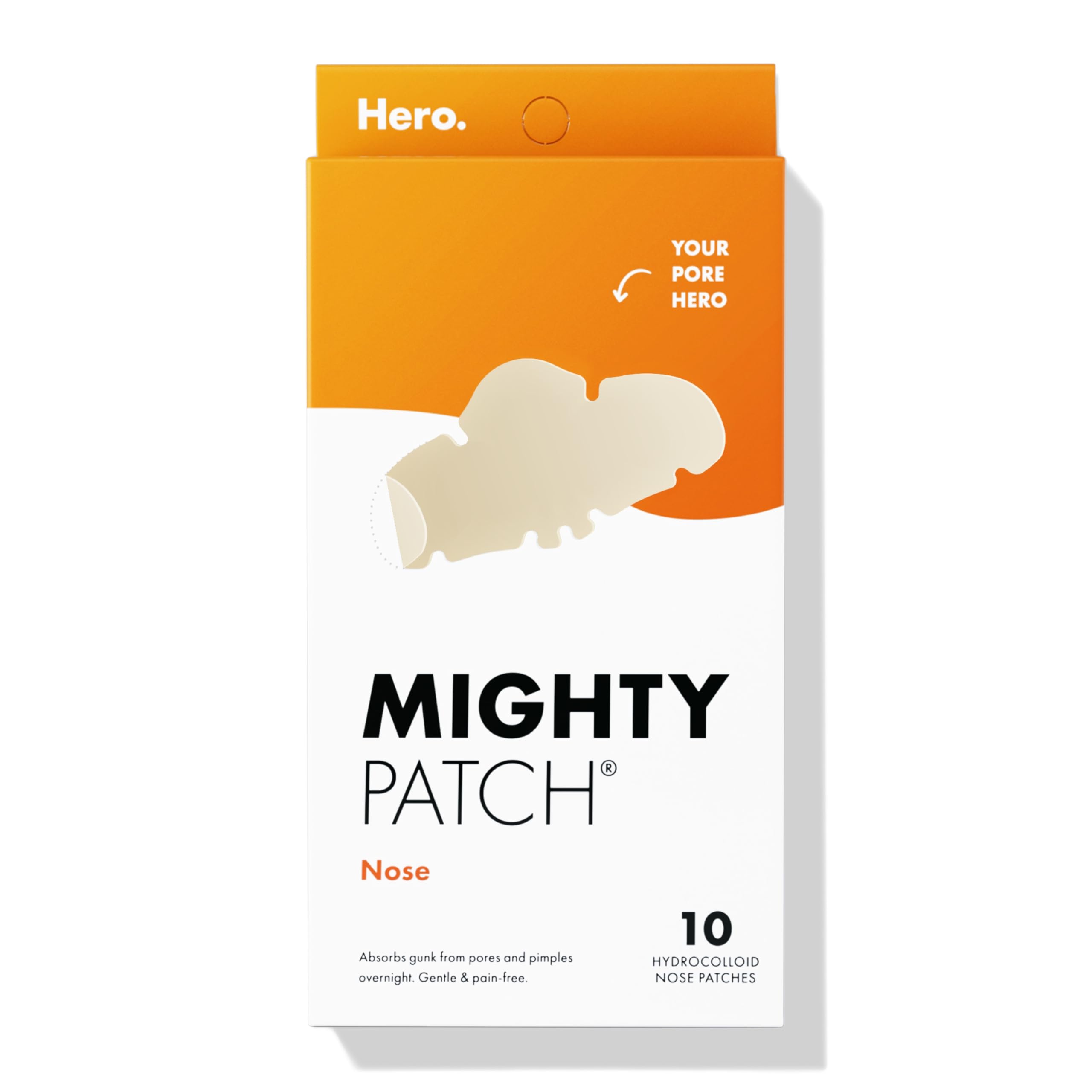 Mighty Patch Nose patch on nose demonstrates targeted pore care and overnight absorption.