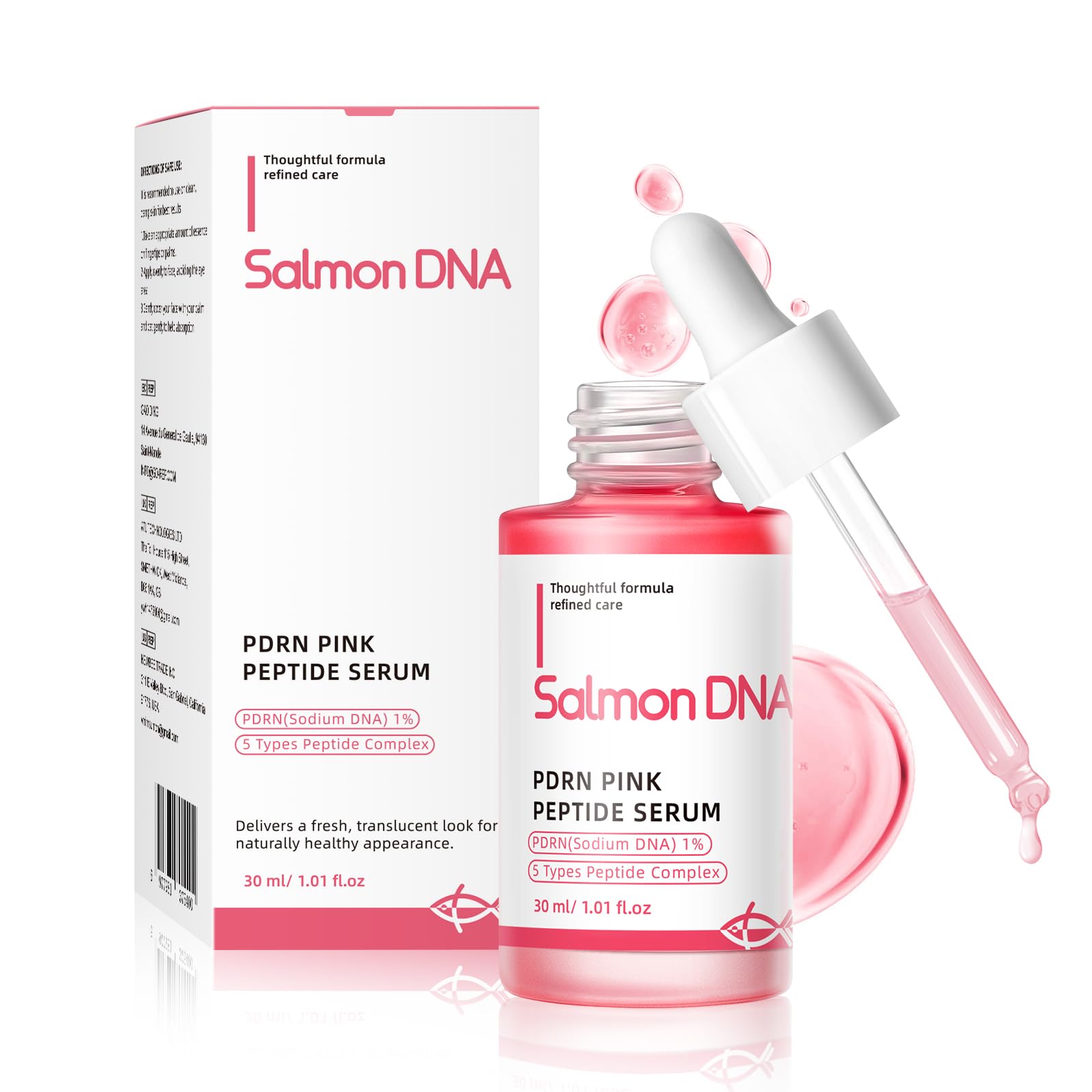 Mignor PDRN Serum pink bottle close-up highlighting hydration and radiant skin
