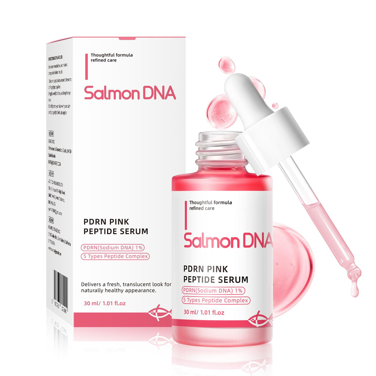 Mignor PDRN Serum pink bottle close-up highlighting hydration and radiant skin