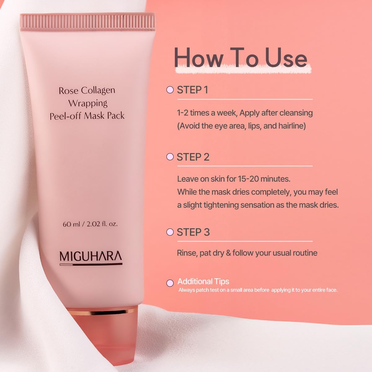 MIGUHARA Peel-off mask on face demonstrates easy removal and refined pores.