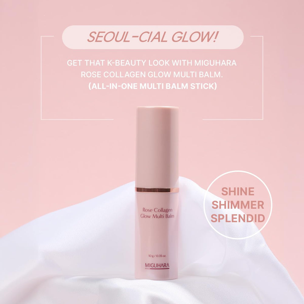 MIGUHARA Rose balm swatch on cheek showing rosy tint and glow