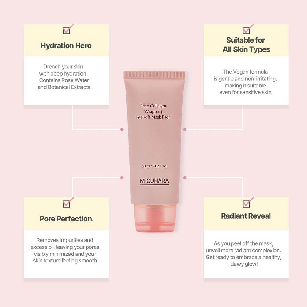 MIGUHARA rose water ingredient close-up shows hydrating formula for radiant skin.