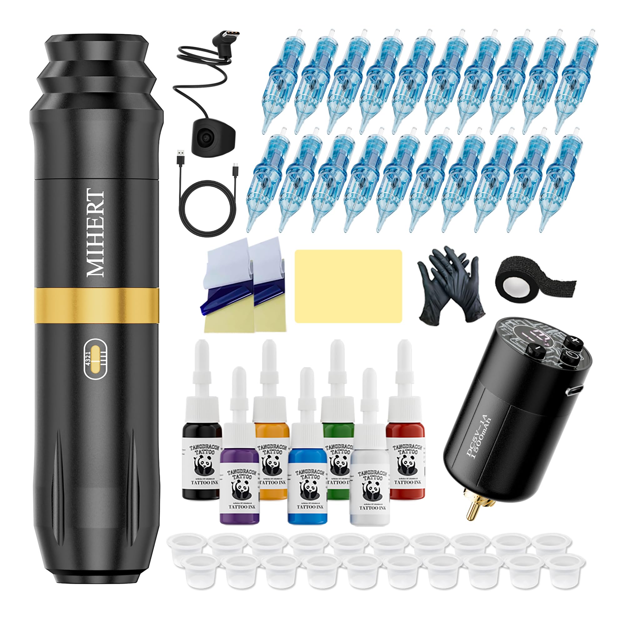MIHERT tattoo gun kit machine delivers precise control for detailed line work.