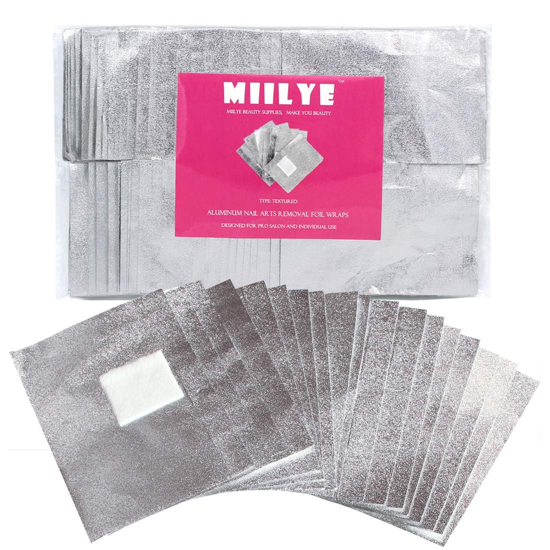 MIILYE nail polish remover foil wraps in bulk pack with integrated pads for efficient removal