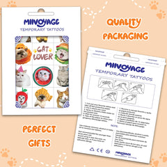 MIIVOYAGE cat tattoo application tutorial shows easy, mess-free use.