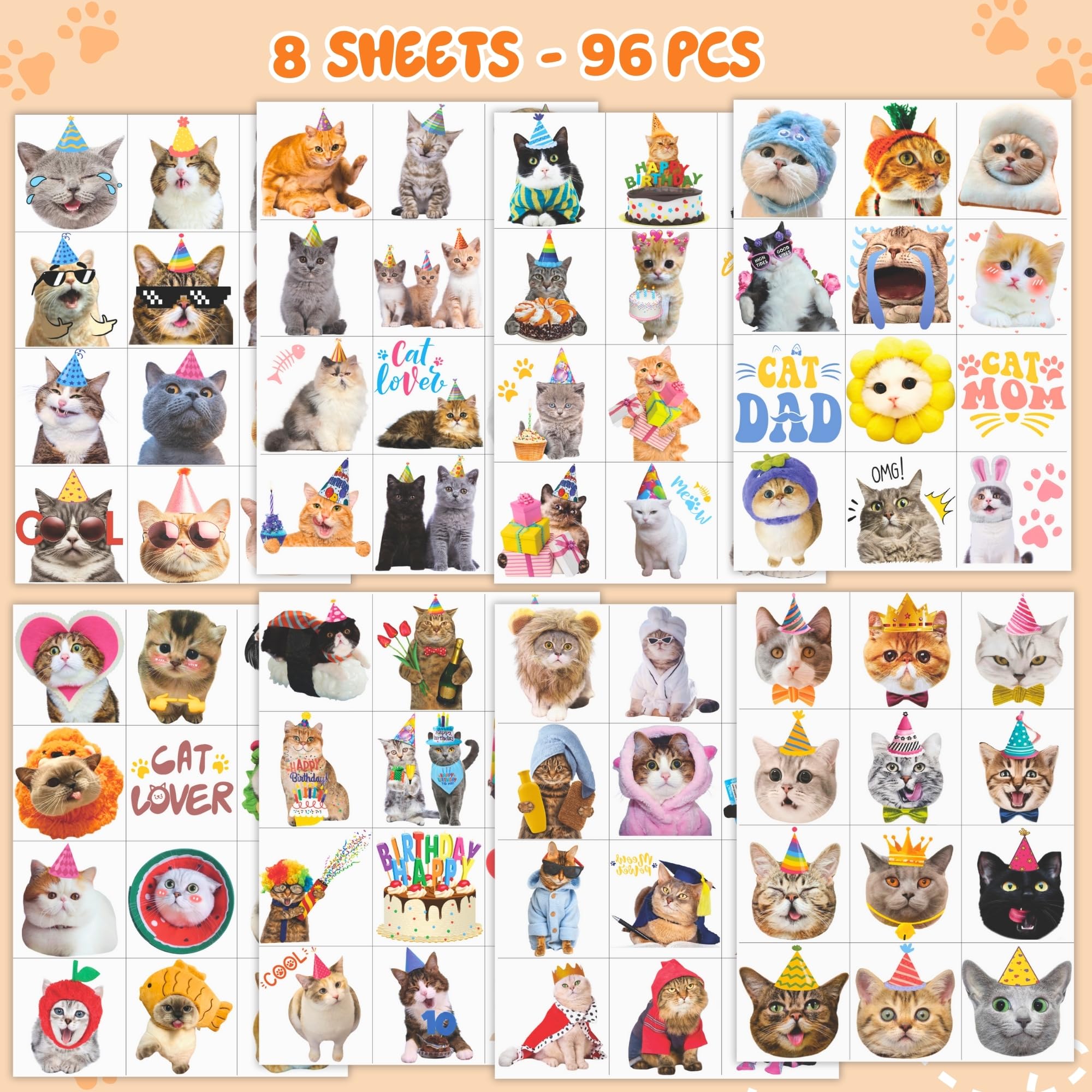 MIIVOYAGE waterproof cat tattoos ideal for party activities and outdoor events.