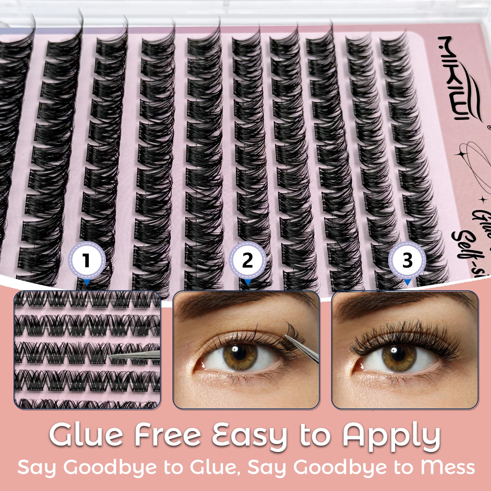 MIKIWI 10-16mm D-Curl lashes visible on eye for natural length