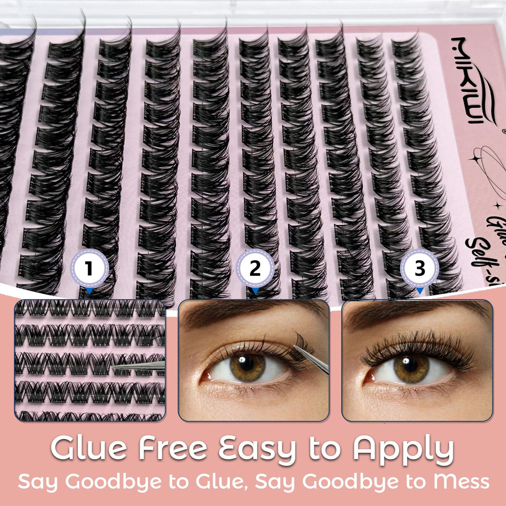 MIKIWI 10-16mm D-Curl lashes visible on eye for natural length