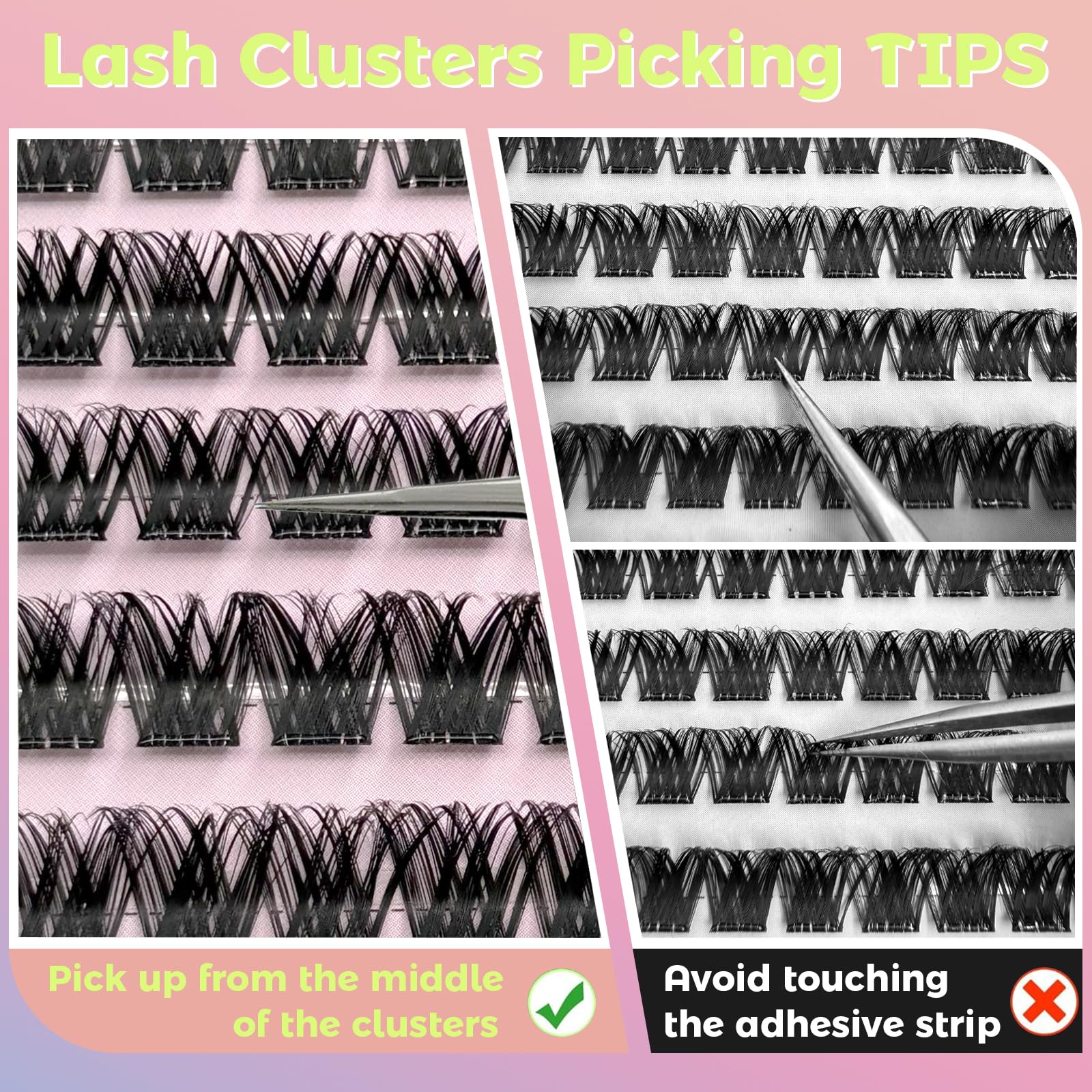 MIKIWI lash clusters application demonstrates quick placement without glue