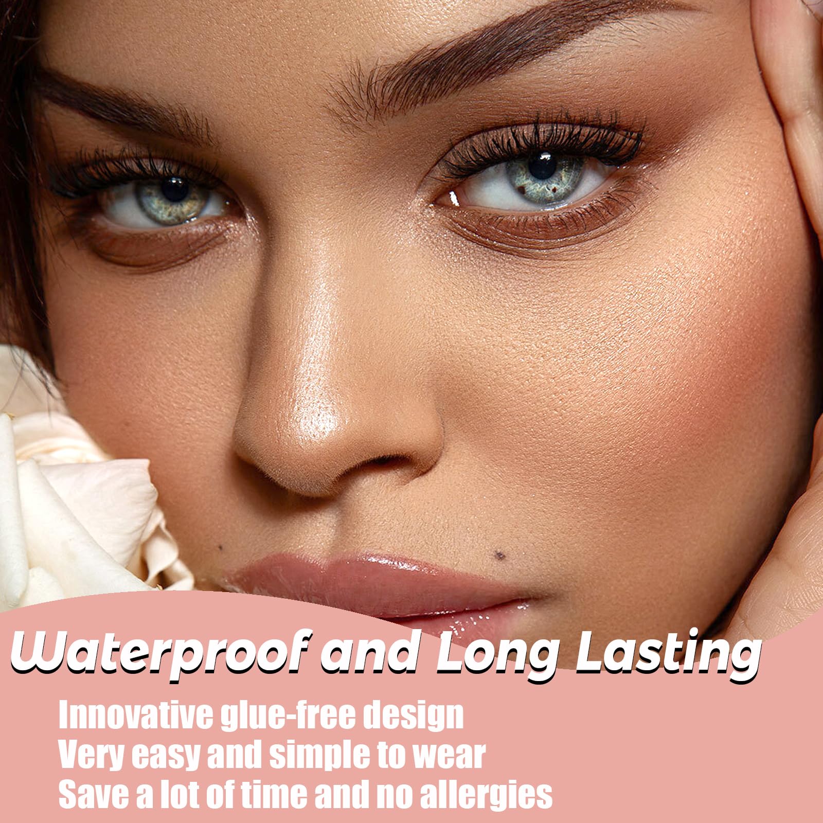 MIKIWI self-adhesive lash clusters close-up reveals wispy D-Curl fibers