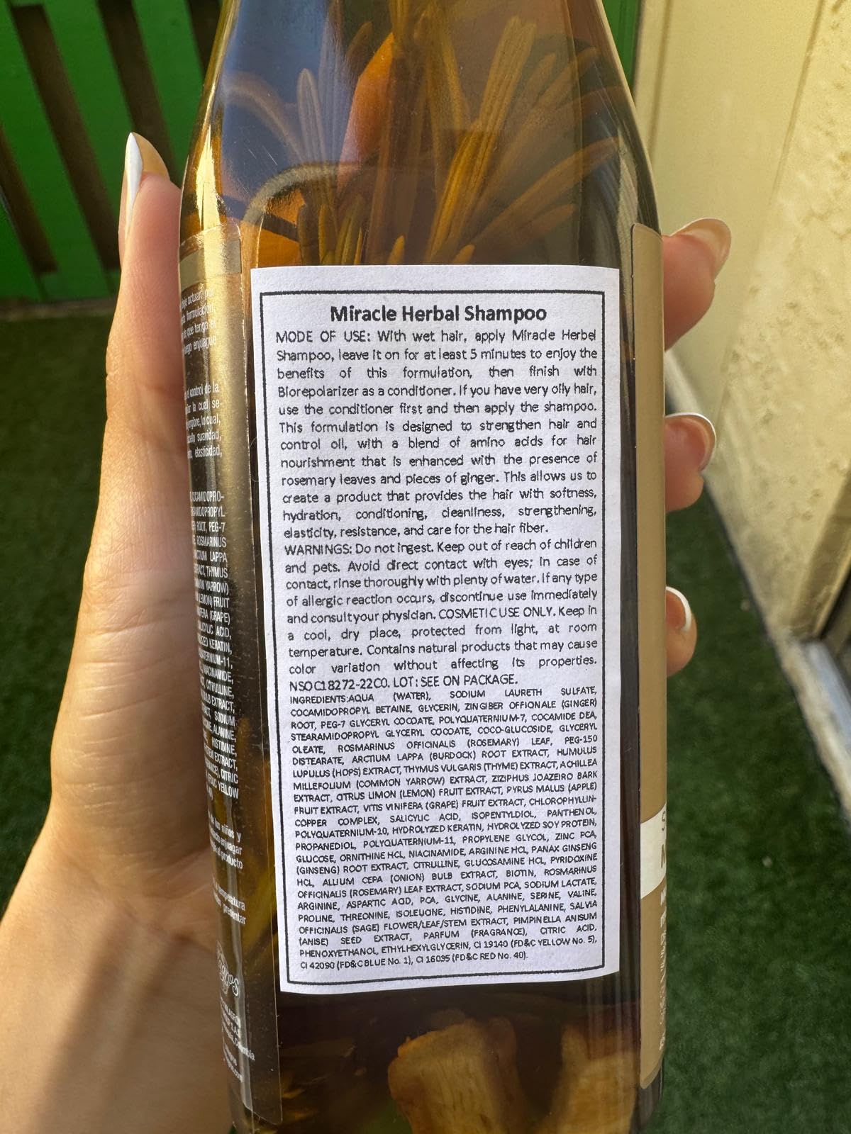 MILAGROS Rosemary Shampoo final rinse reveals shiny, resilient hair.