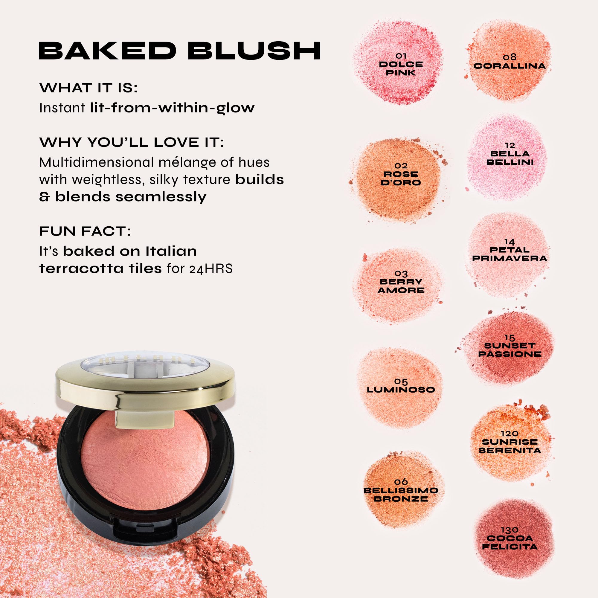 Milani Baked Blush offers buildable color for daytime to evening looks