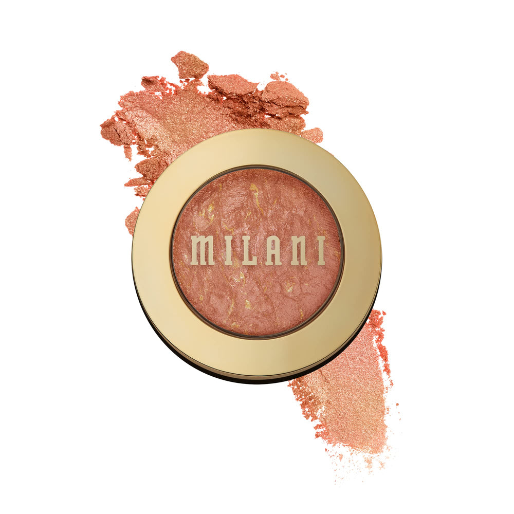 Milani Baked Blush Rose D'Oro compact front view showing natural daily glow