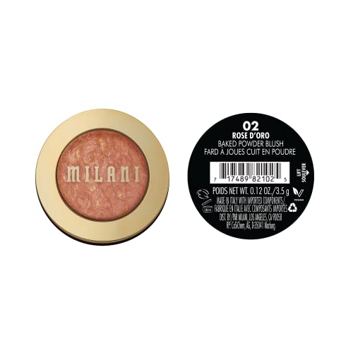 Milani Baked Blush Rose D'Oro shimmer swatch for radiant cheek illumination