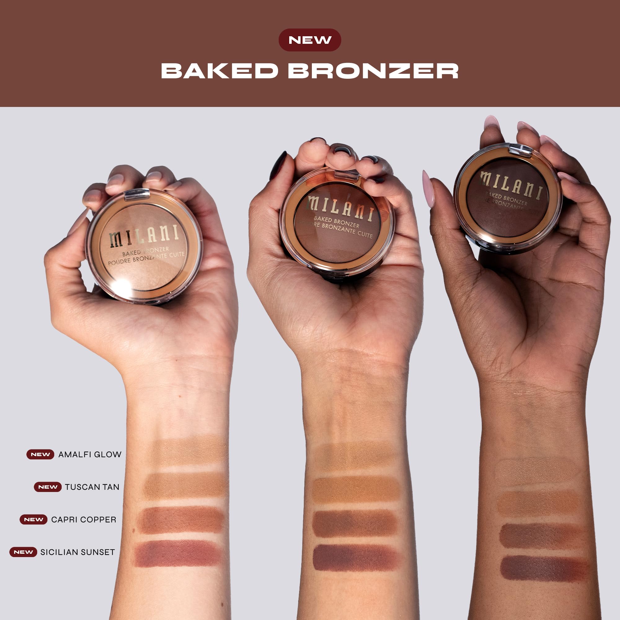 Milani Baked Bronzer Amalfi Glow terracotta bake texture blends effortlessly.