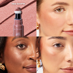Milani Cheek Kiss Liquid Blush + Glow cushion applicator for precise, even delivery