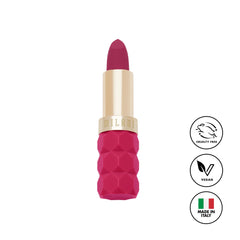 Milani Color Fetish Matte Lipstick Blossom on lips close-up for all-day wear.