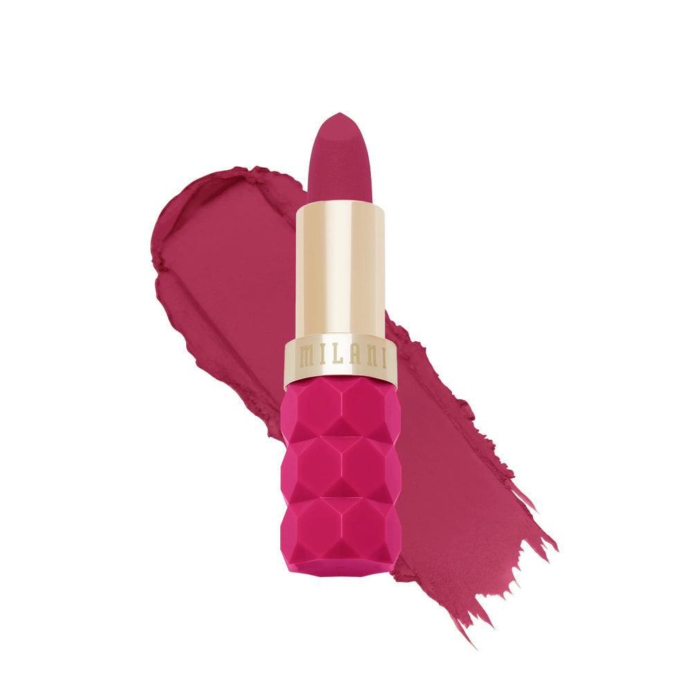 Milani Color Fetish Matte Lipstick Blossom swatches reveal vibrant, long-lasting color.