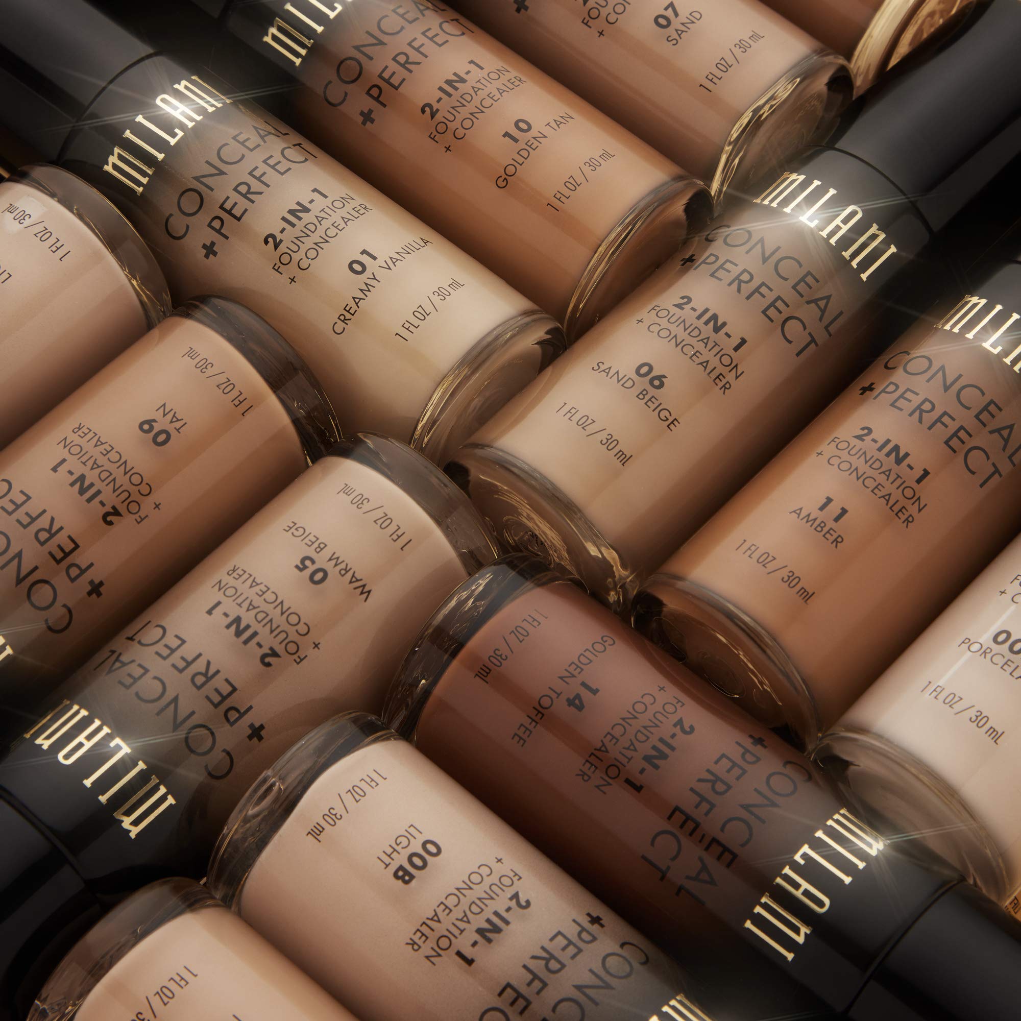 Milani Conceal + Perfect cruelty-free logo indicating ethical beauty practices.