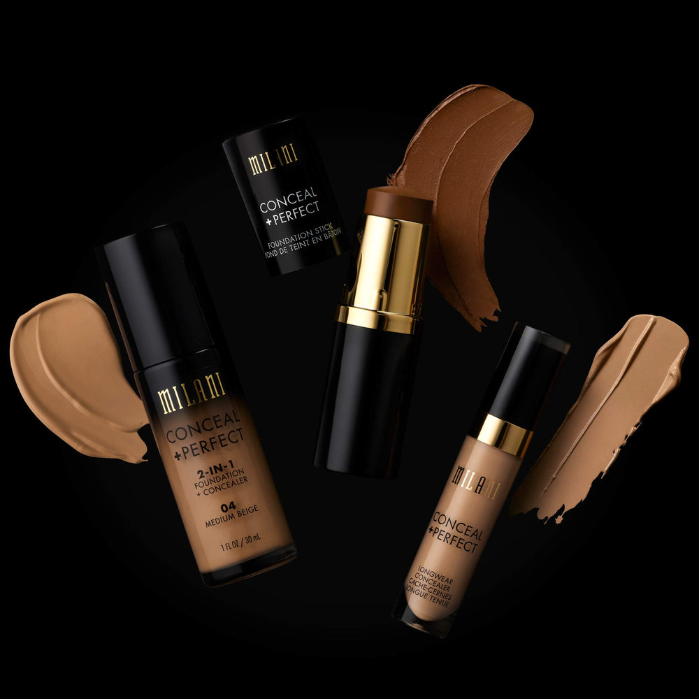 Milani Conceal + Perfect finished skin model showing natural, balanced complexion.