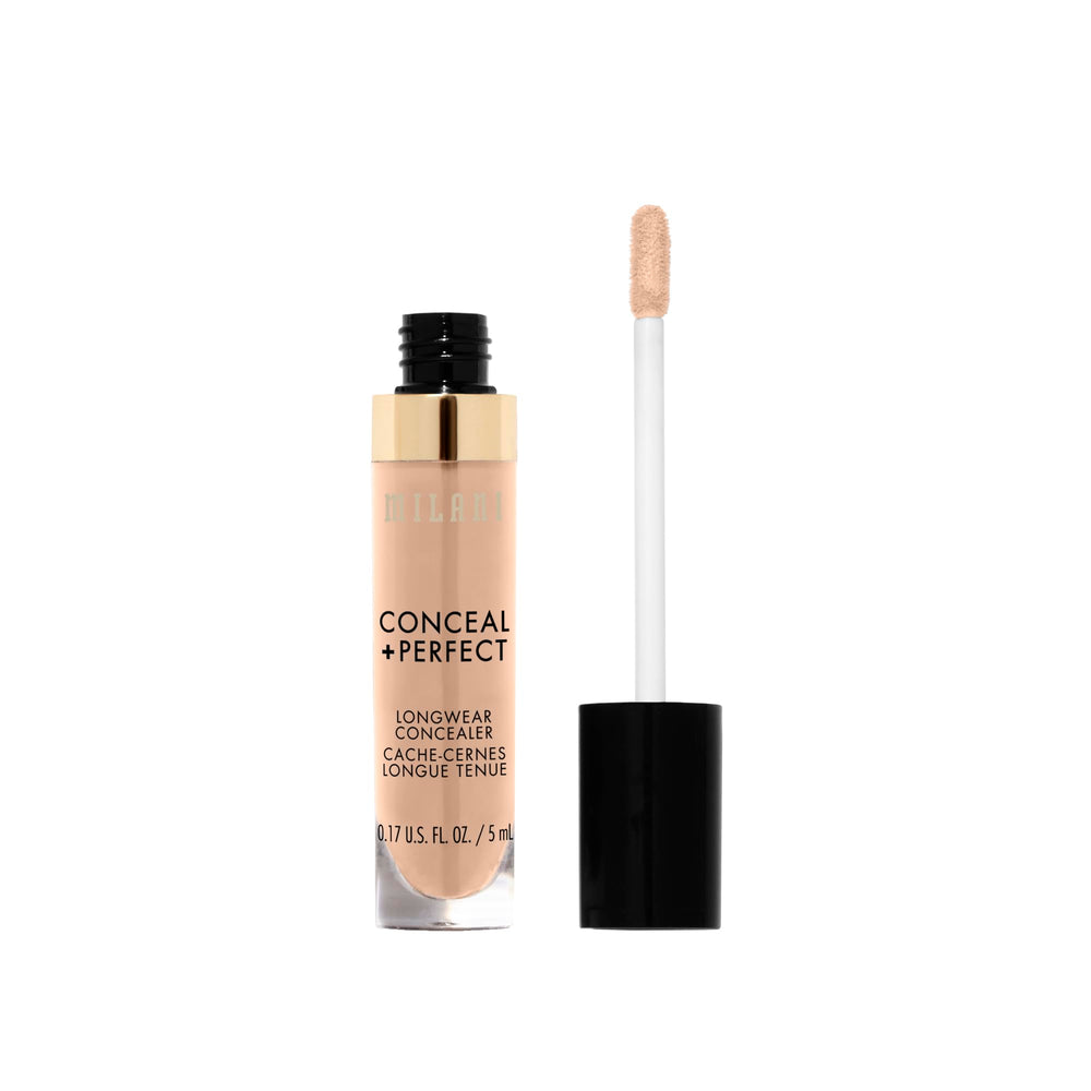 Milani Conceal + Perfect Longwear Concealer swatches show shade range for seamless matching