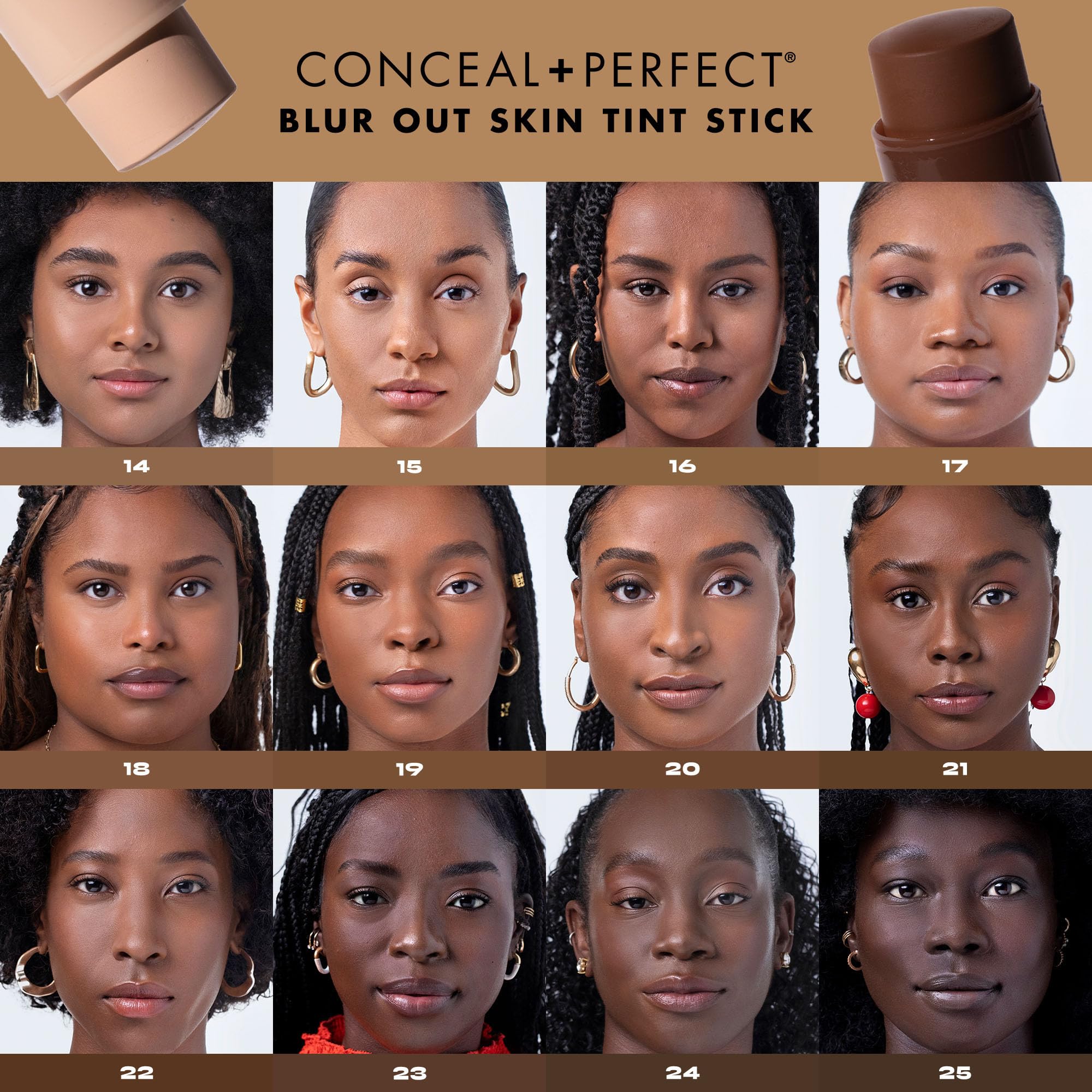 Milani Conceal + Perfect Skin Tint Stick 07 texture closeup highlights soft-blur perfection.