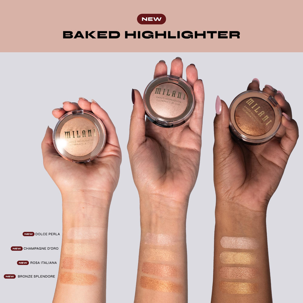 Milani Dolce Perla application brush swatch shows buildable radiance.