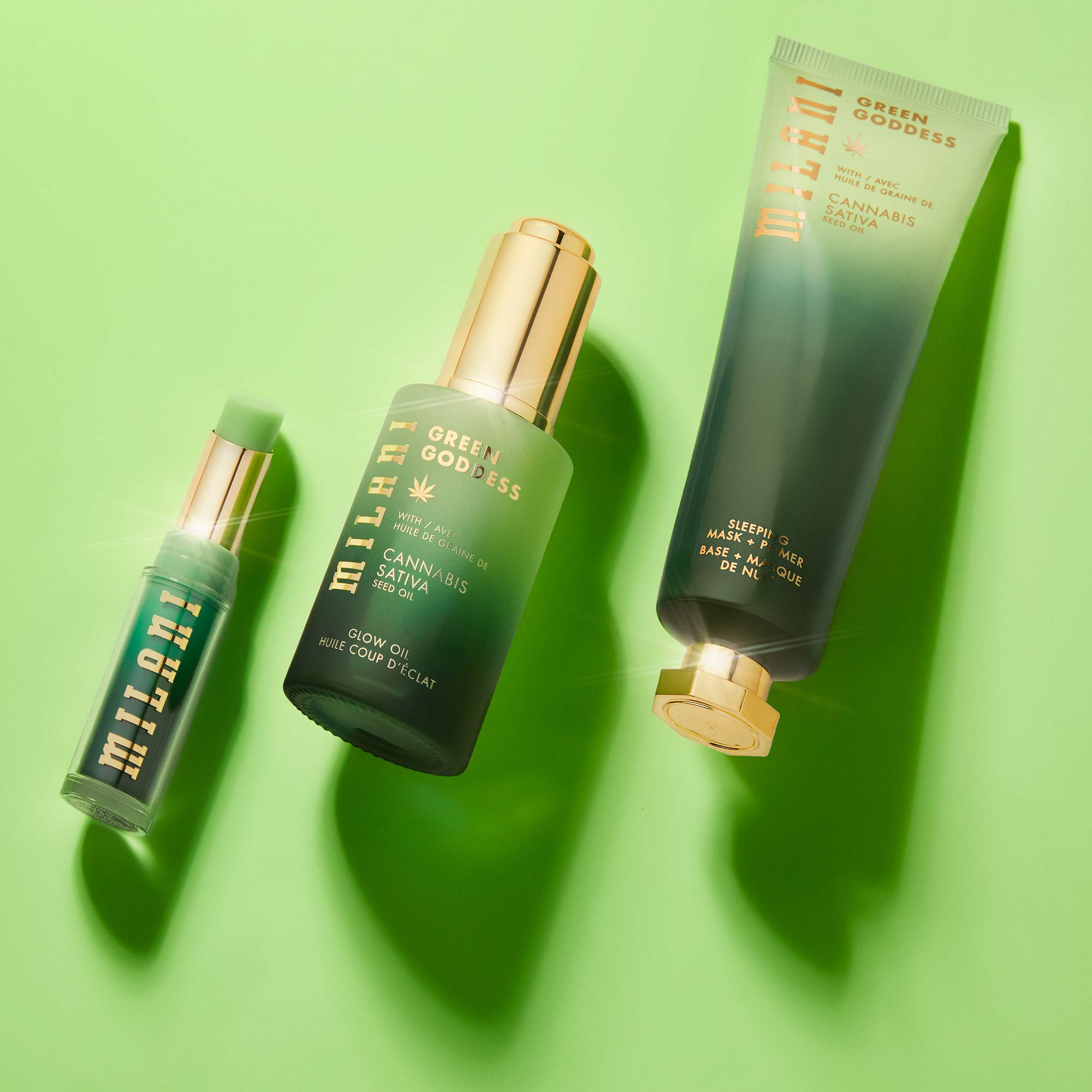 Pump top ready for travel with Milani Green Goddess Glow Oil.