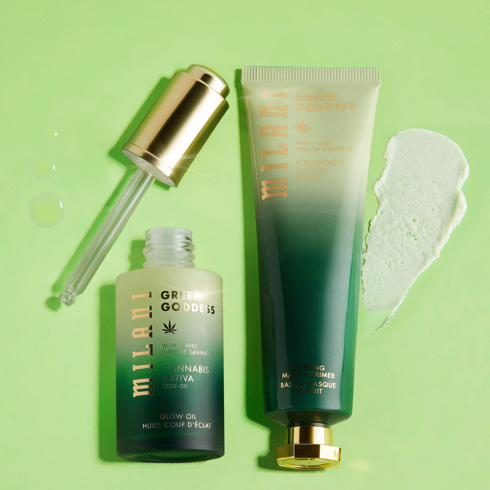Texture on skin shows fast absorption and dewy finish with Milani oil.