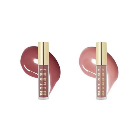 Milani Lip Gloss Set Keep It Full in Rosewood and Soft Rose tubes for nourished, fuller-looking lips.