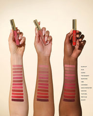 Nude shade swatch on arm displaying soft matte texture.
