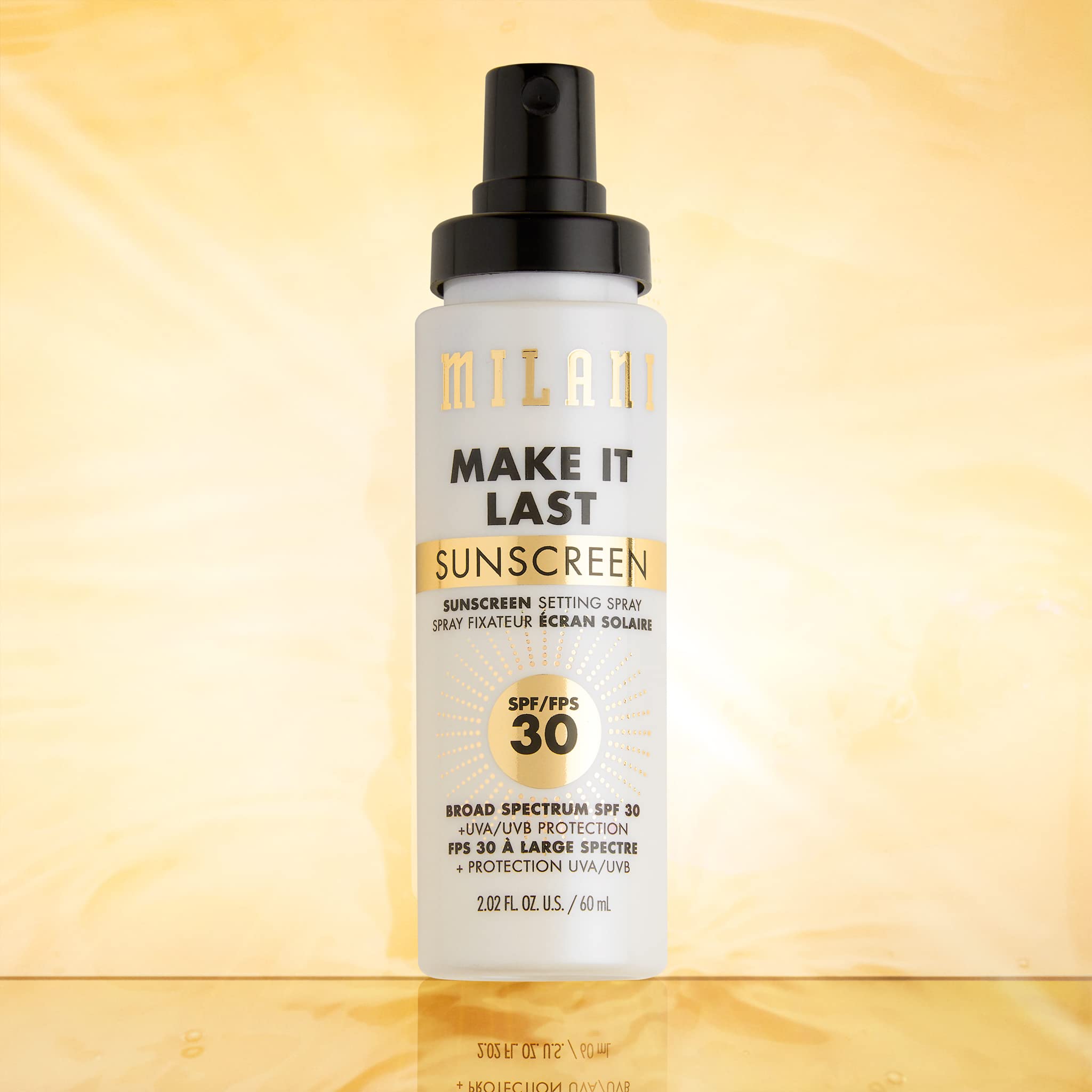 Milani Sunscreen Setting Spray on-the-go use keeps makeup fresh.