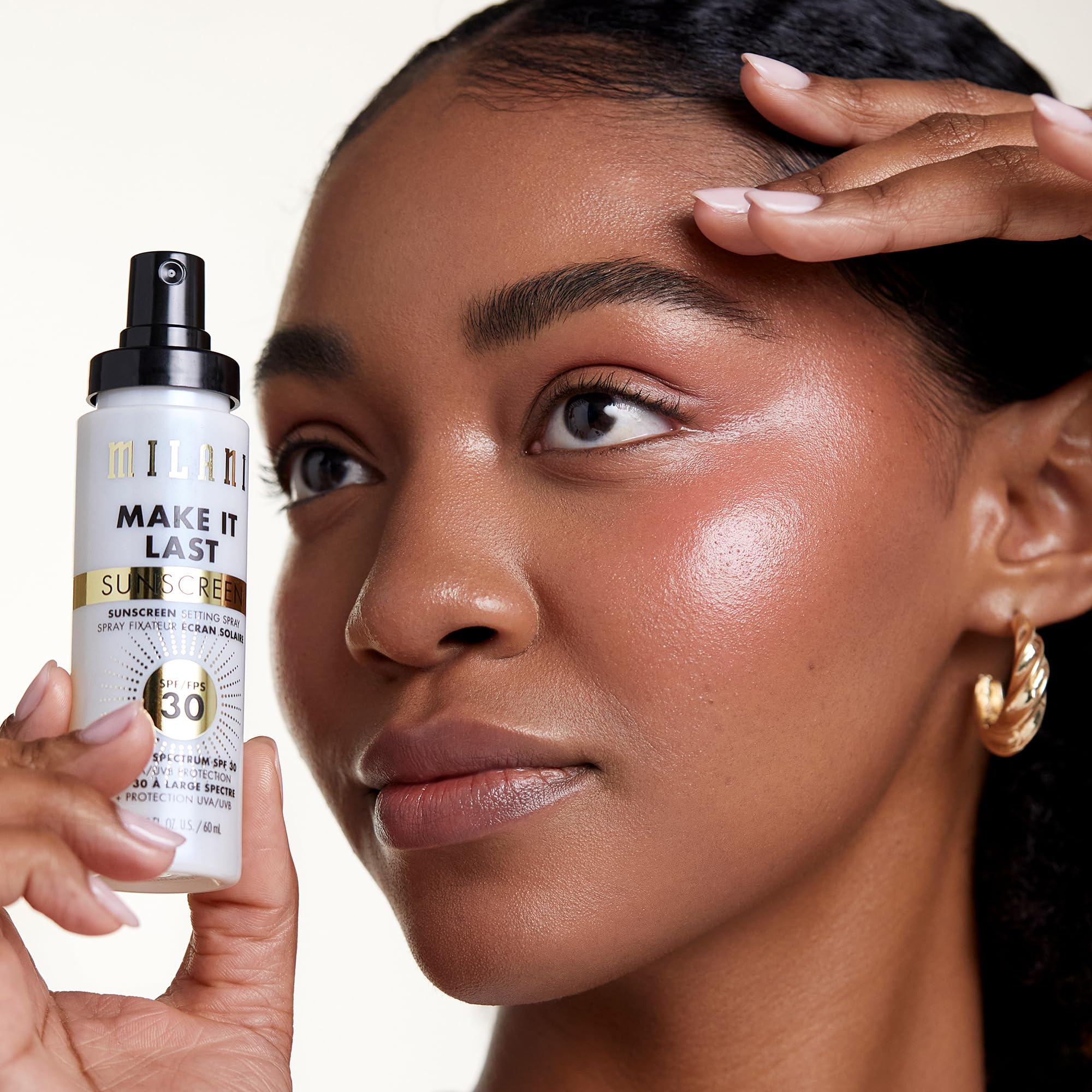 Milani Sunscreen Setting Spray UV protection label highlighting SPF 30.