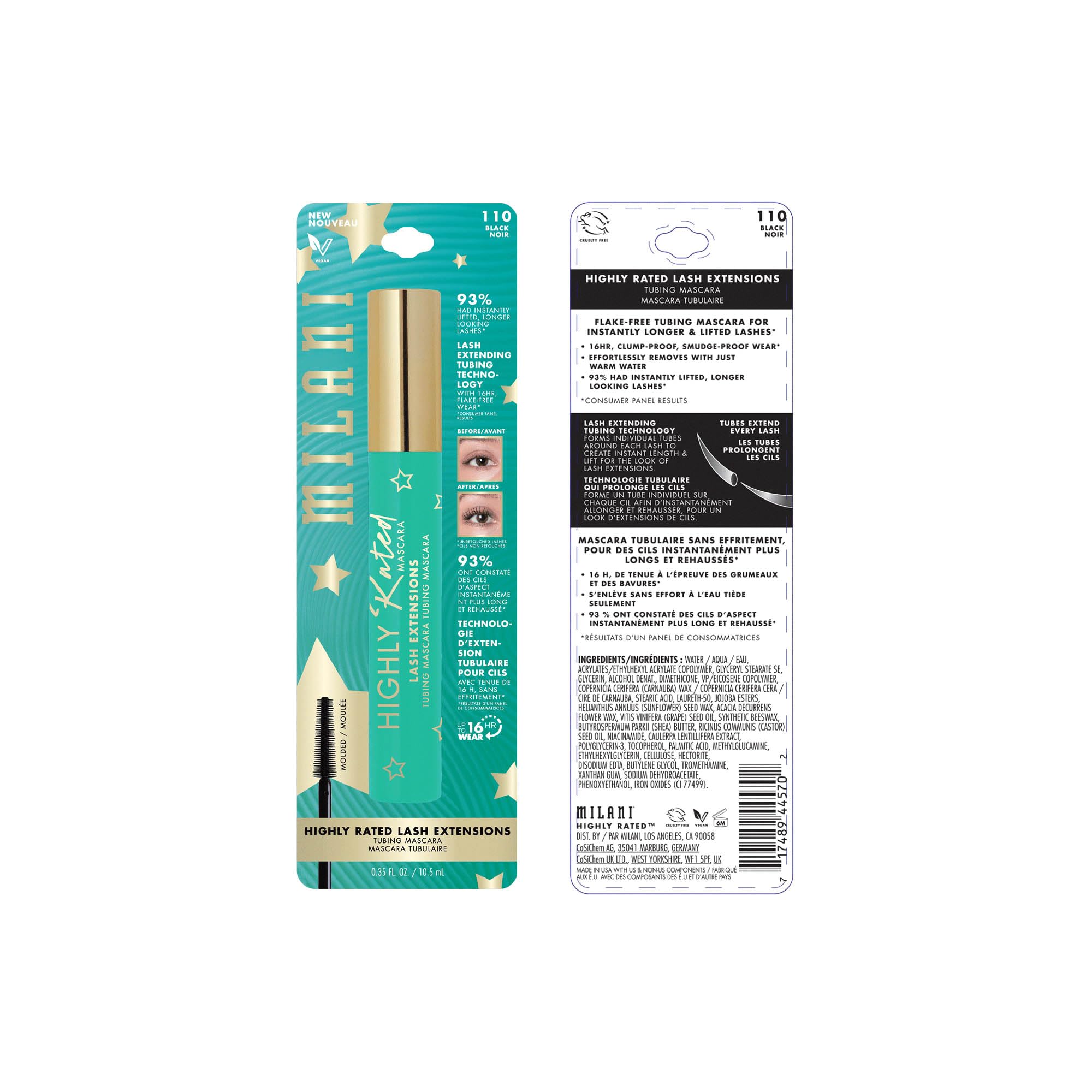 Milani Tubing Mascara is vegan and cruelty-free