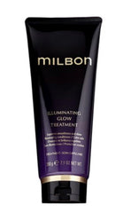 Milbon Gold Illuminating Glow Treatment bottle shown for radiant shine and smooth, healthy looking hair