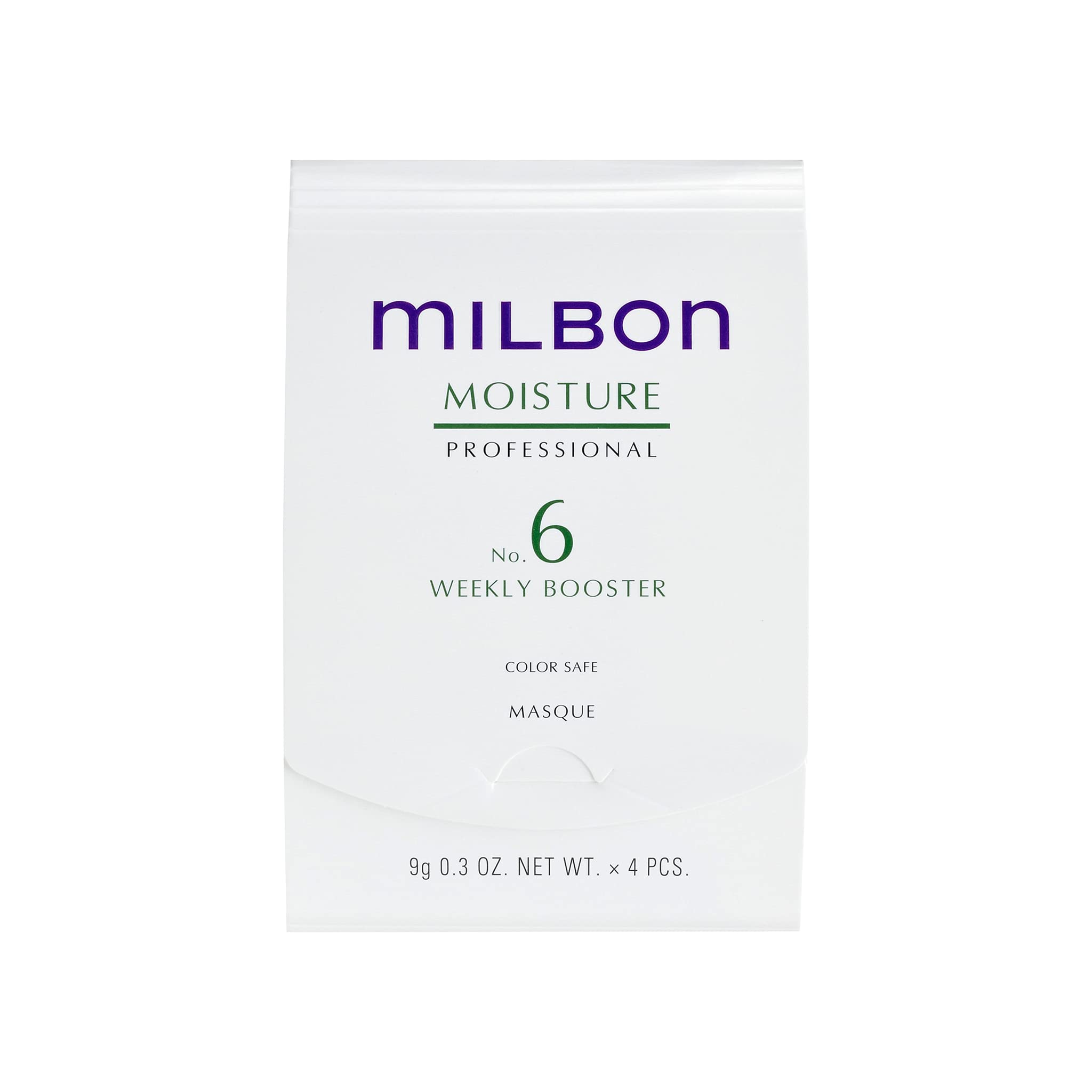 Milbon booster hydratant No.6 — flacon, soin nourrissant pour cheveux colorés.