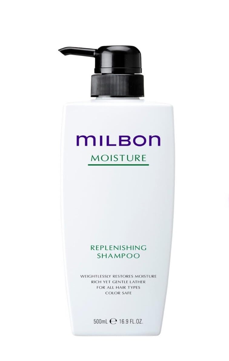 Milbon Moisture Replenishing Shampoo big-size bottle pour for daily hydration and softness