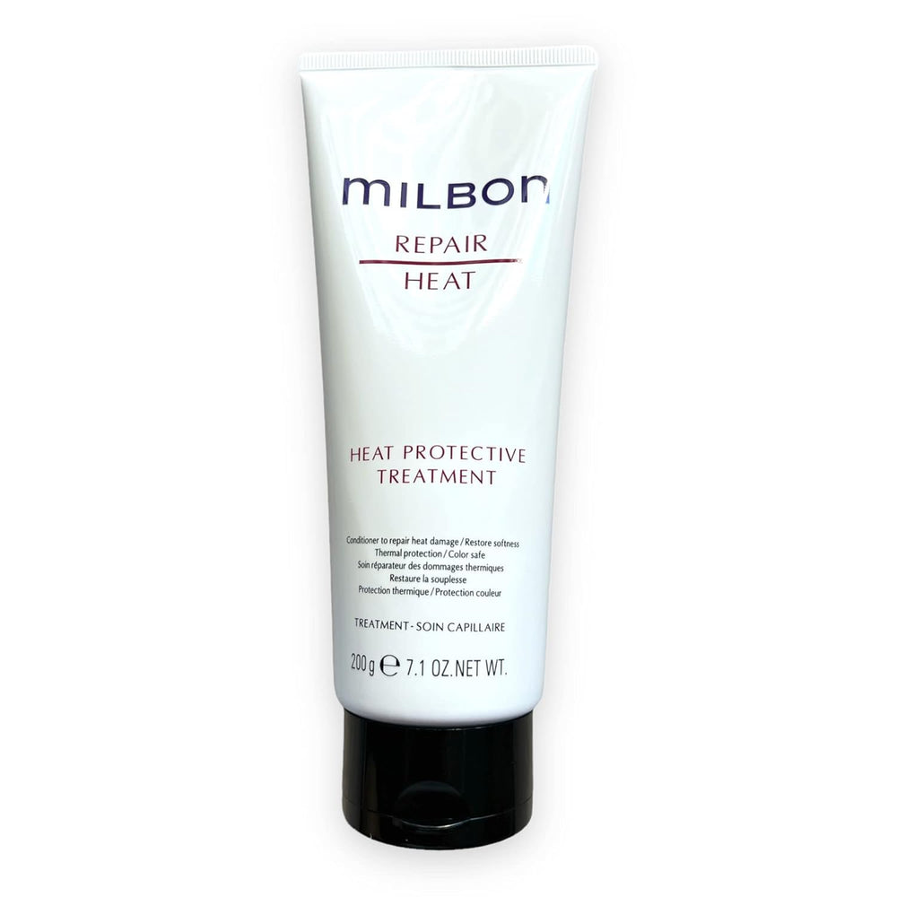 Milbon Repair Heat Protective Treatment cream being dispensed, lightweight formula absorbs quickly